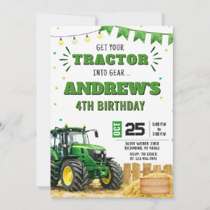 Persoonlijke tractor jongens verjaardagsfeestje kaart