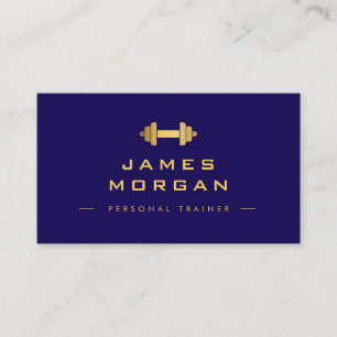 Persoonlijke Trainer Gouden Dumbbell Marineblauw Visitekaartje
