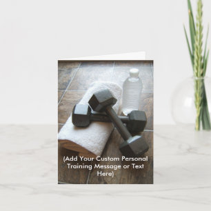 Persoonlijke Trainer of Fitness Dumbbells Handdoek Kaart