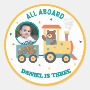 Persoonlijke Trein Verjaardagsfoto Sticker voor Ki