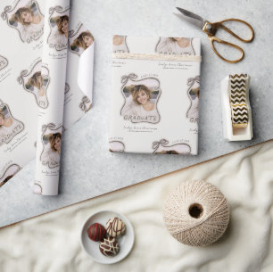Persoonlijke Trendy Strik Foto Afstuderen Cadeaupapier