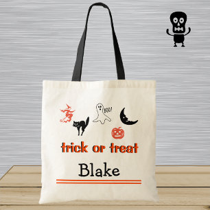 Persoonlijke Trick or Treat Kinderen Halloween Tot Tote Bag