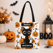 Persoonlijke Trick-or-Treat-tas – Mooie Zwarte Kat