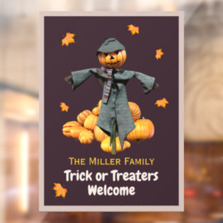 Persoonlijke 'Trick or Treaters Welcome' Vogelvers Raamsticker