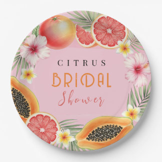 Persoonlijke Tropische Citrus Bruiloftsfeest Papieren Bordje