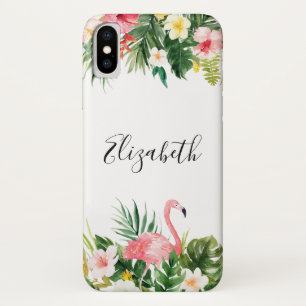 Persoonlijke tropische Floral Flamingo iPhone X Hoesje