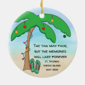 Persoonlijke Tropische Kerstmis Keramisch Ornament (Achterkant)