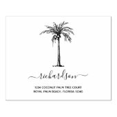 Persoonlijke tropische palboom moderne script 	rubberstempel (Afrduk)