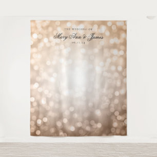 Persoonlijke trouwachtergrond roze gouden lichten wandkleed