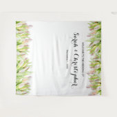 Persoonlijke Trouwfoto Achtergrond | Roze Tulpen Wandkleed (Voorkant (horizontaal))