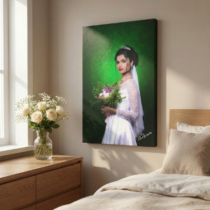 Persoonlijke Trouwfoto Collage Elegant Ingelijst Canvas Afdruk