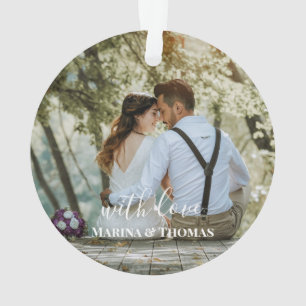 Persoonlijke trouwfoto met moderne kalligrafie ornament