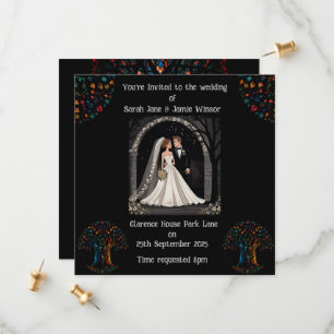 Persoonlijke trouwkaart met cartoon afbeelding save the date