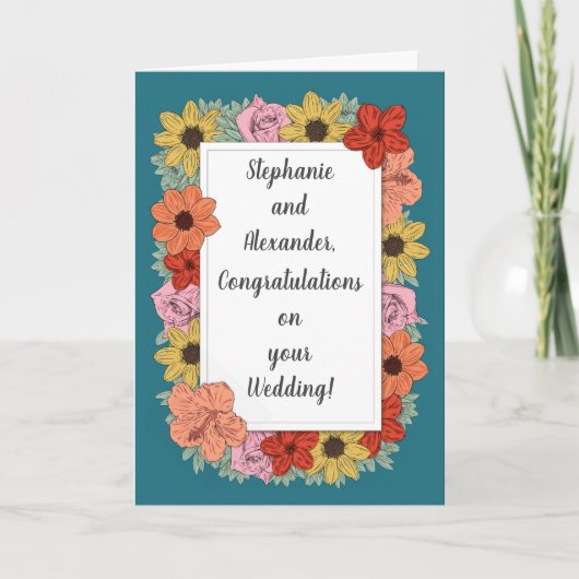 Persoonlijke trouwkaart met felicitaties in turkoo kaart (Voorkant)