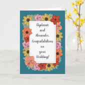 Persoonlijke trouwkaart met felicitaties in turkoo kaart (Gele Bloem)