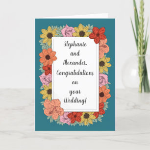 Persoonlijke trouwkaart met felicitaties in turkoo kaart