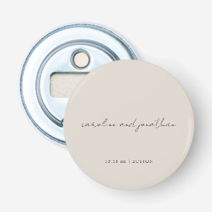 Persoonlijke Trouwnaam Ivoor Crème Elegant Button Flesopener