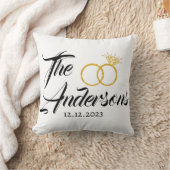 Persoonlijke trouwring geschenk naam datum kussen (Deken)