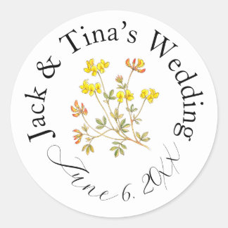 Persoonlijke trouwstickers ronde sticker