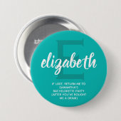 Persoonlijke Turquoise Bachelorette Party Ronde Button 7,6 Cm (Voorkant /achterkant)