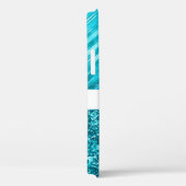 Persoonlijke Turquoise Floral Glitter Case-Mate iPhone Case (Achterkant / Rechts)