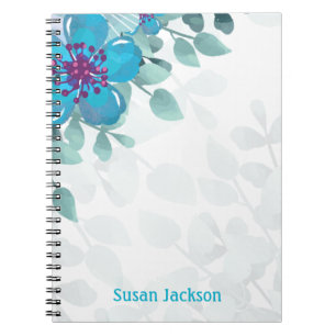 Persoonlijke Turquoise Floral Notitieboek