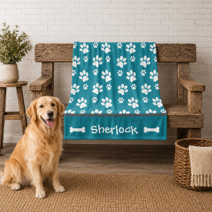 Persoonlijke turquoise honden deken puppy cadeau