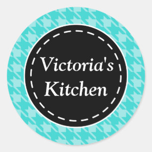 Persoonlijke Turquoise Houndstooth Stickers