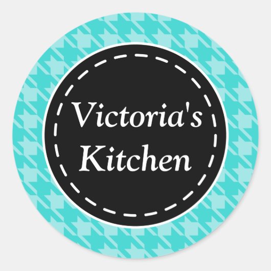 Persoonlijke Turquoise Houndstooth Stickers (Voorkant)