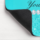 Persoonlijke Turquoise Sequins en Diamonds Muismat (Hoek)