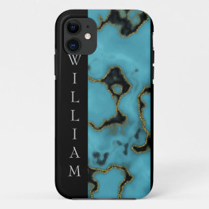Persoonlijke Turquoise Stone Gold en Black iPhone 11 Hoesje