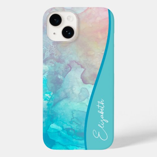 Persoonlijke Turquoise-Waterverf Case-Mate iPhone Case (Achterkant)
