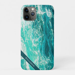 Persoonlijke turquoise zee en golven iPhone 11 pro hoesje