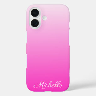 Persoonlijke tweekleurige verloop ombre hete roze iPhone 16 hoesje