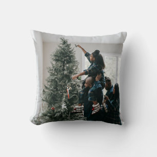 Persoonlijke tweezijdige kerstfoto van het gezin kussen