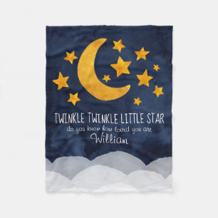 Persoonlijke Twinkle Little Star Moon & Stars Fleece Deken