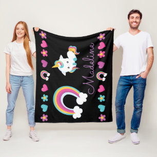 Persoonlijke Unicorn en regenboog Fleece Deken