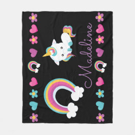 Persoonlijke Unicorn en regenboog Fleece Deken