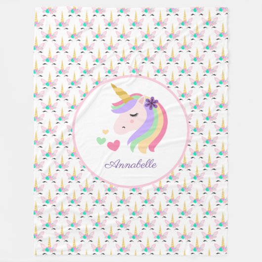 Persoonlijke Unicorn Fleece Deken (Voorkant)