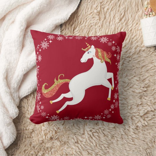 Persoonlijke Unicorn Glitter Snowflakes Kerstmis Kussen (Deken)