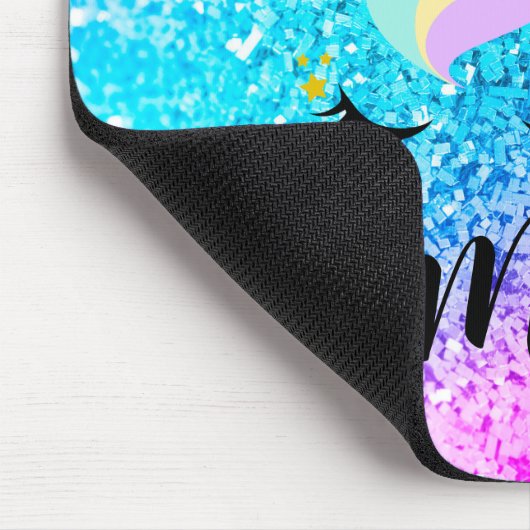 Persoonlijke Unicorn Ombre Glitter Muismat (Hoek)