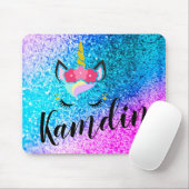 Persoonlijke Unicorn Ombre Glitter Muismat (Met muis)