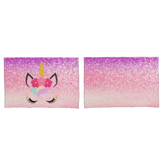Persoonlijke Unicorn Ombre Glitter Pillow-Hoesjes Kussensloop (Voorkant-Set)