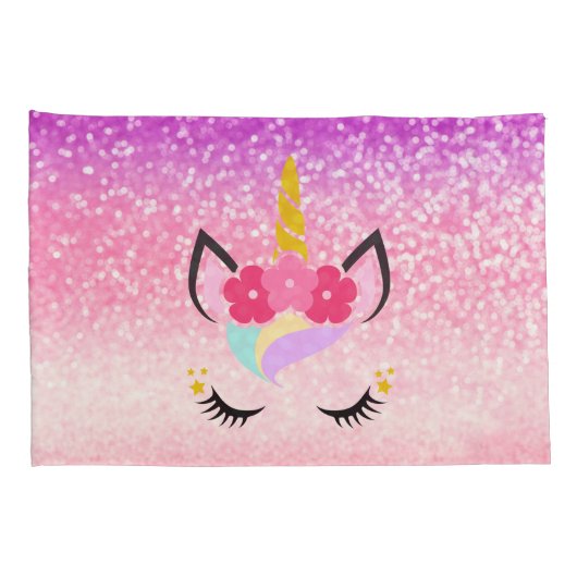 Persoonlijke Unicorn Ombre Glitter Pillow-Hoesjes Kussensloop (Achterkant-Rechts)