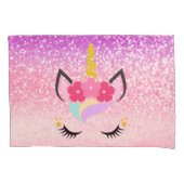 Persoonlijke Unicorn Ombre Glitter Pillow-Hoesjes Kussensloop (Voorkant-Links)