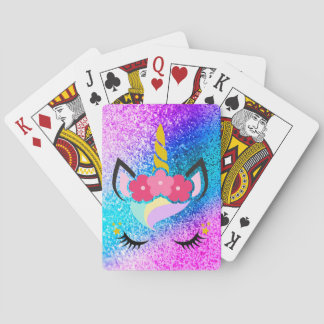Persoonlijke Unicorn Ombre Glitter-speelkaarten Pokerkaarten