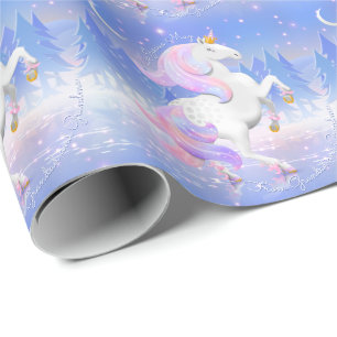 Persoonlijke Unicorn Prinses Bevroren Meer Scene Cadeaupapier