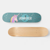 Persoonlijke Unicorn Rainbow Fairytale Monogram Skateboard (Horizontaal)