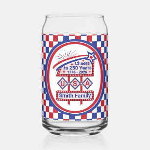 Persoonlijke USA 250–Patriottische Retro Marquee Blikvorm Glas