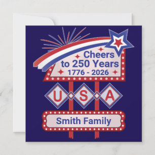 Persoonlijke USA 250–Patriottische Retro Marquee Kaart